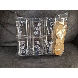 Funny Naughty Bathroom Jars Set of 6 Adult Gag Gift Plastic Canisters White Red